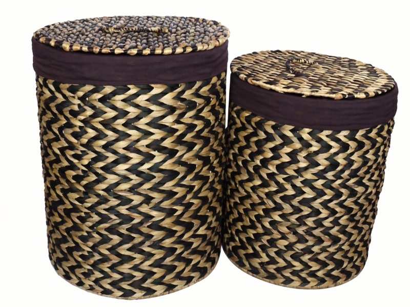 Top-tier Water Hyacinth Laundry Basket Set - Custom-made Zigzag Weave Storage Solutions